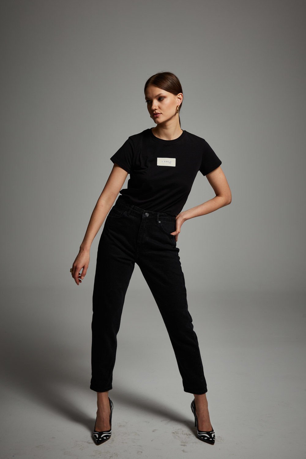 Mom Fit Denim Black Trousers