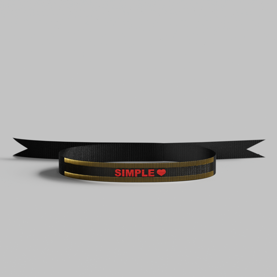 Bracelet with Red Writing.