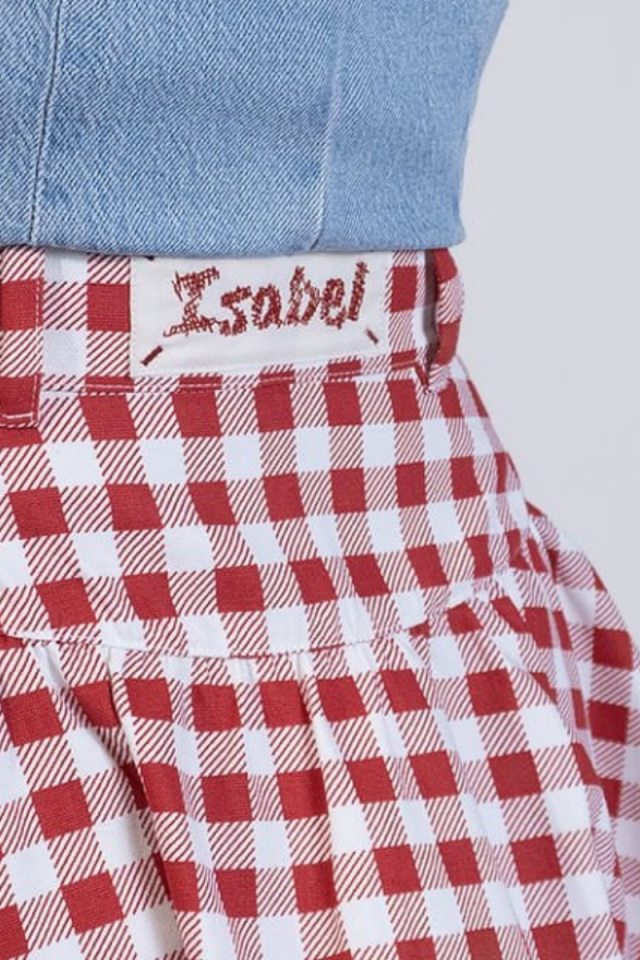 Isabel Kırmızı Beyaz Ekose