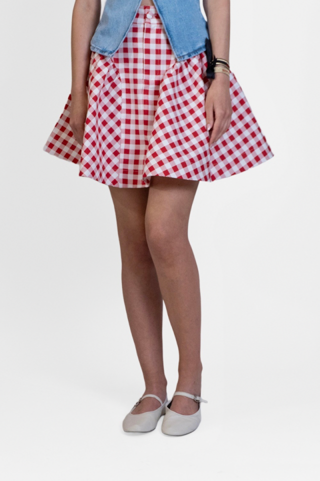 Isabel Kırmızı Beyaz Ekose