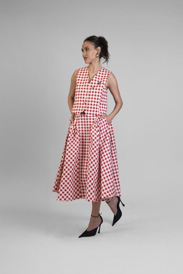 Alice vest Red White Plaid