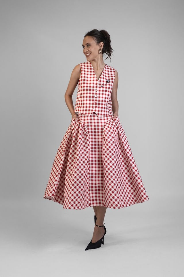 Alice vest Red White Plaid
