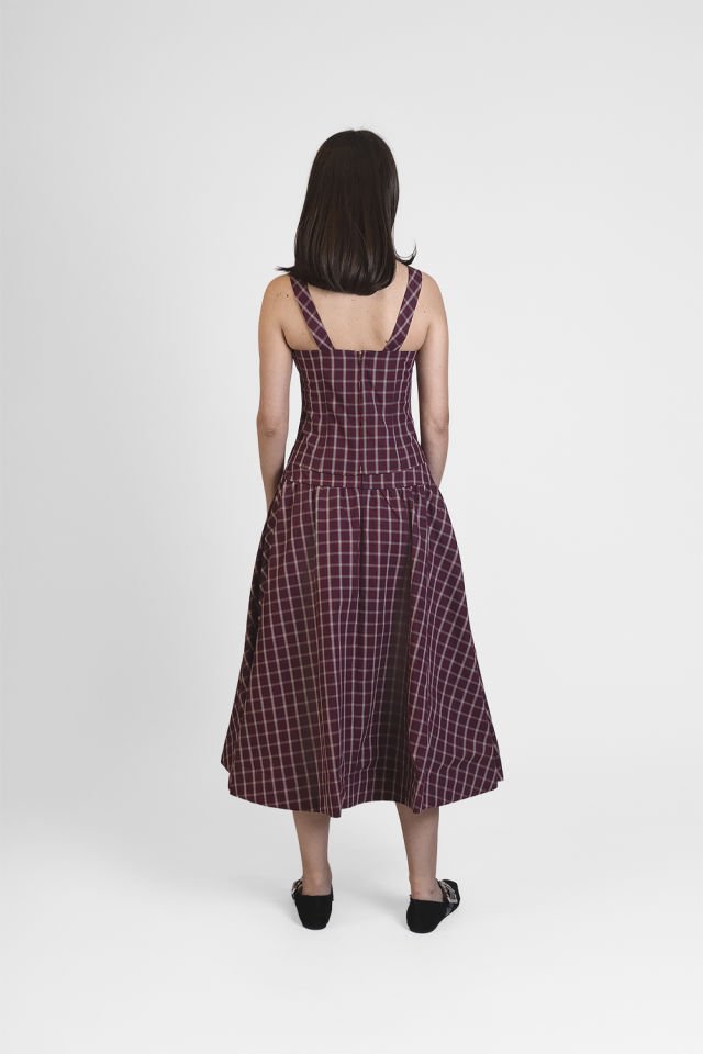 Mia Burgundy Plaid Bustier