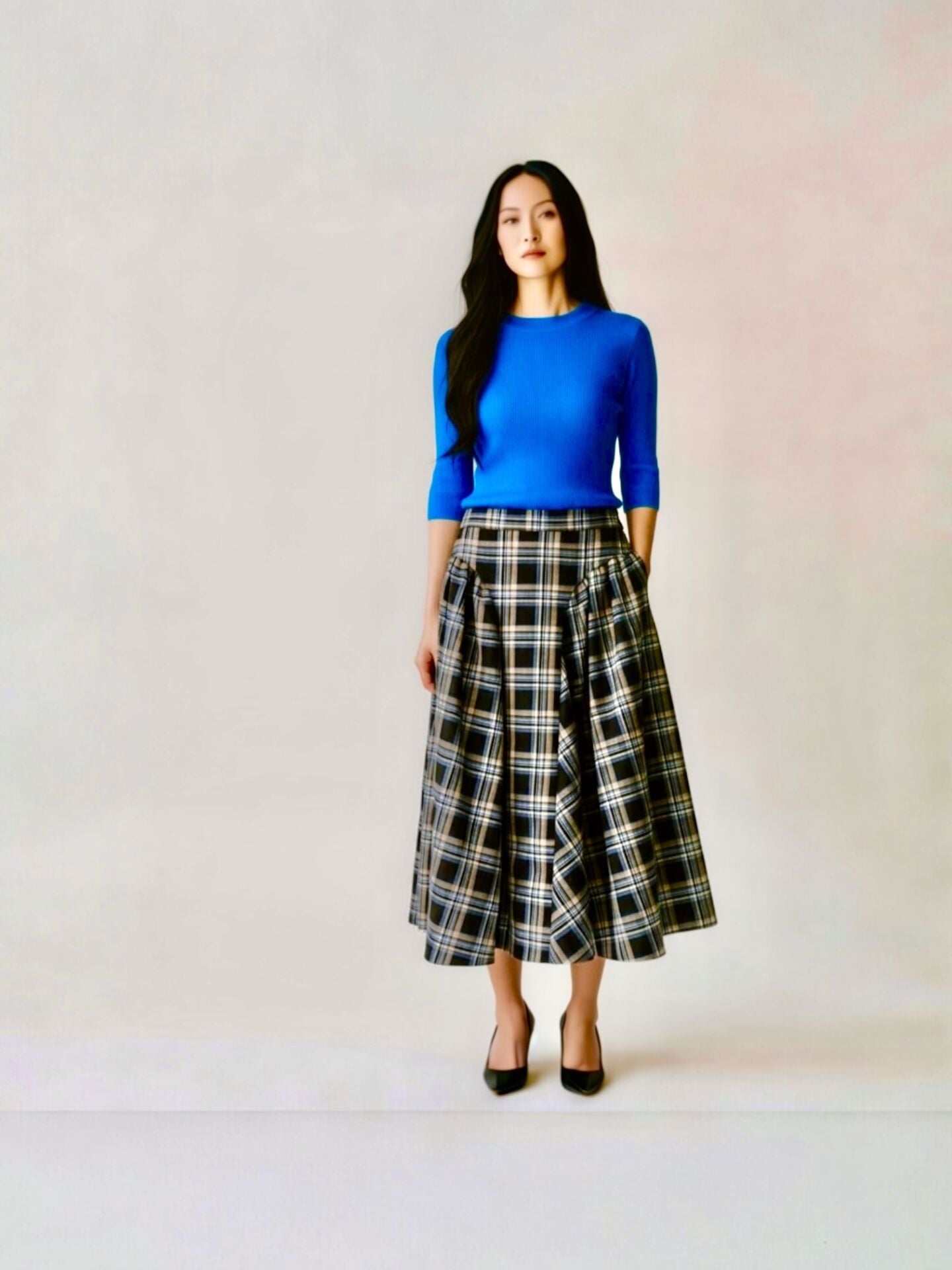 Sofi Siyah Mavi Krem Ekose