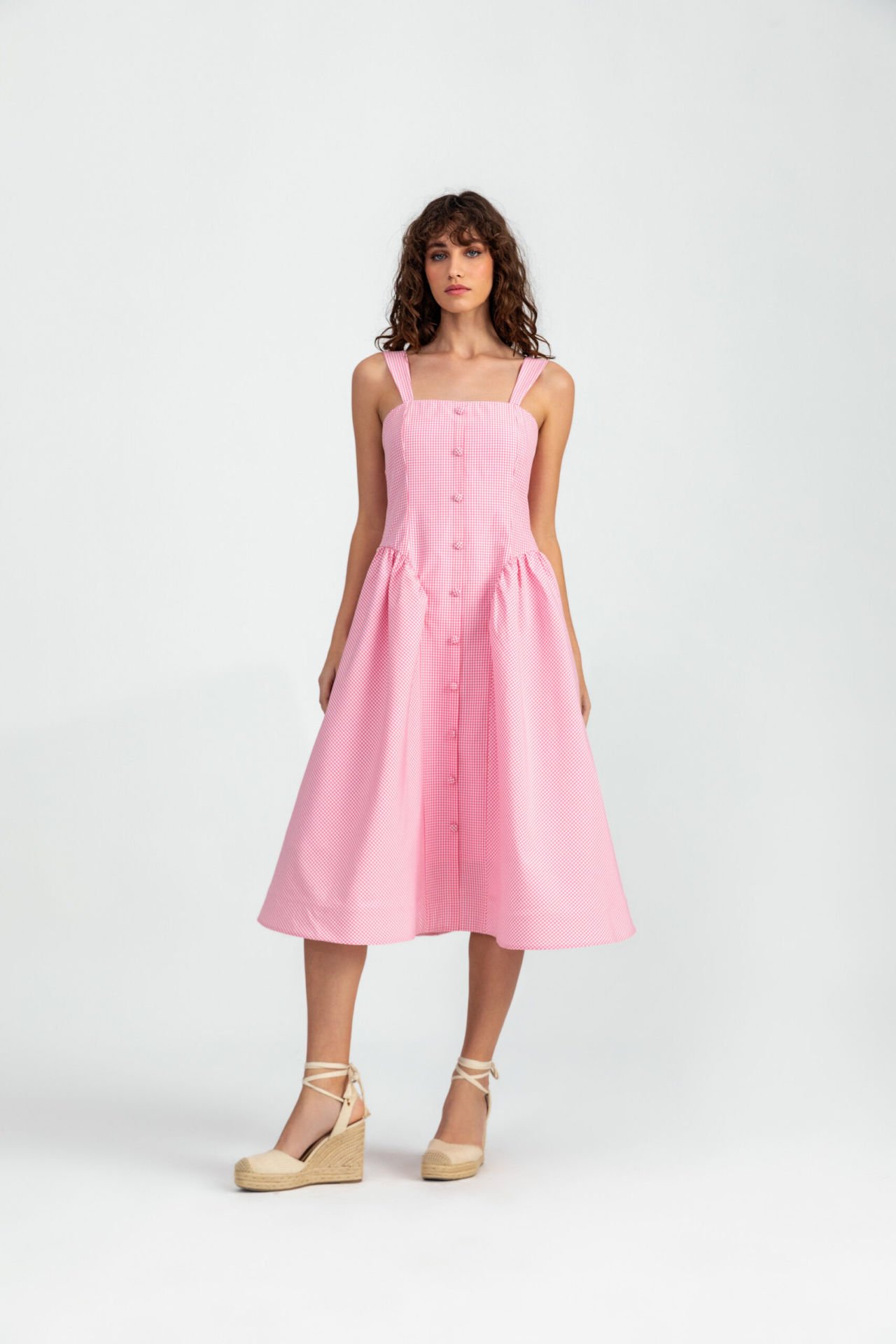 Vestido María Cuadro Vichy Rosa