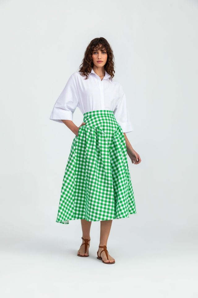 Sofi Skirt Green White Checked