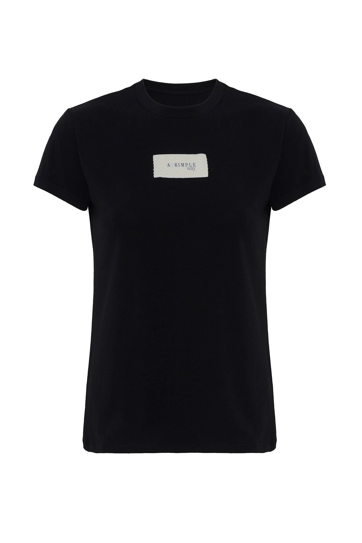 Happy T-shirt Black with Brand Printed on the Front