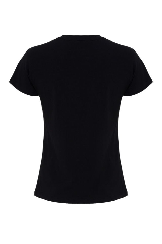 Happy T-shirt Black with Brand Printed on the Front