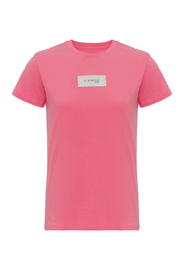 Happy T-shirt Front Brand Printed Pink